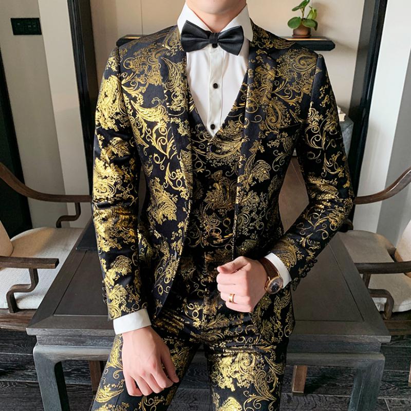 Men's Velvet Suit With Print
