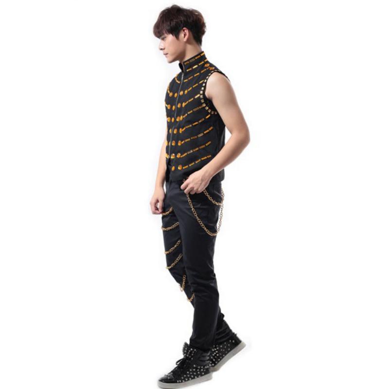 Men's Waistcoat With Zipper And Crystals