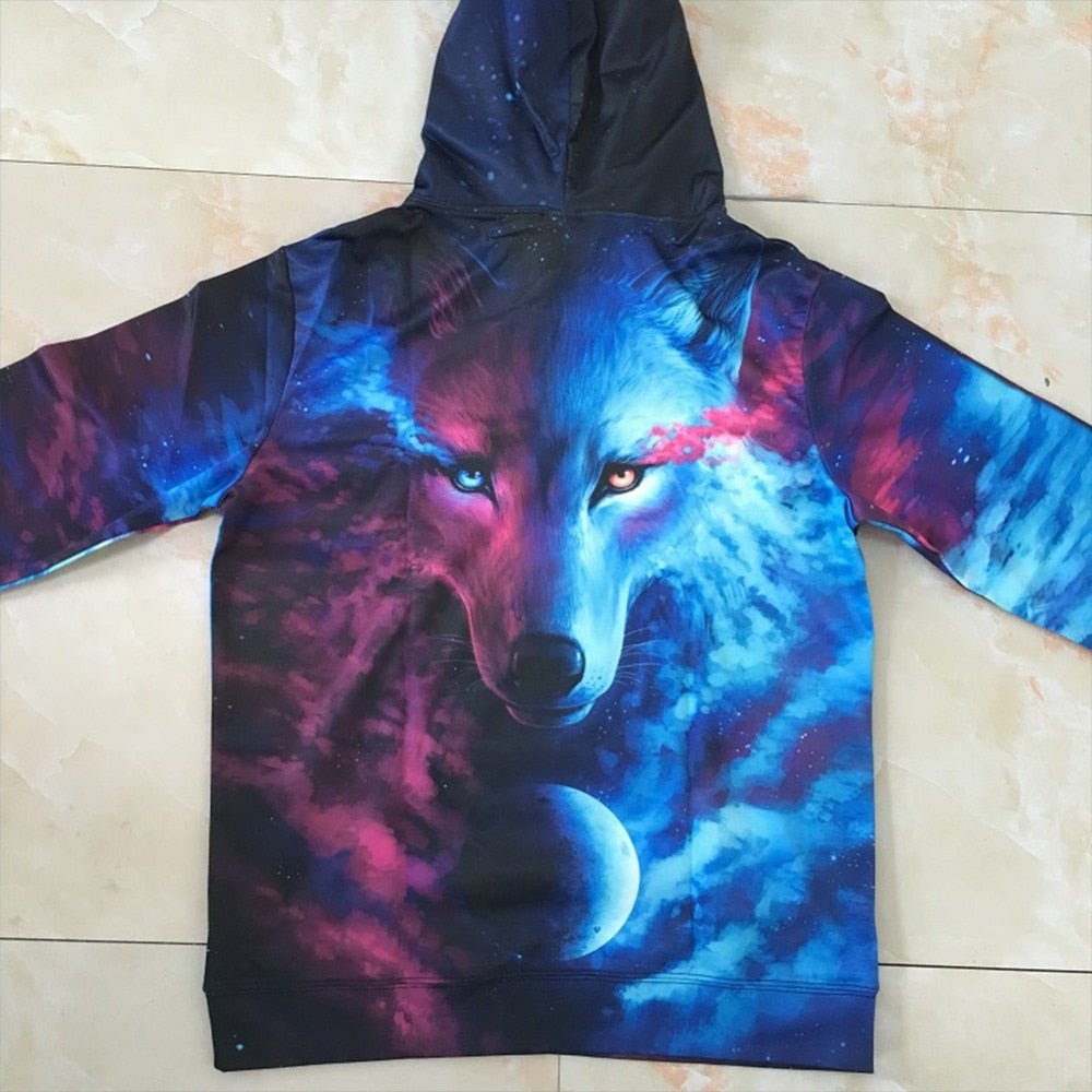 Men's/Women's Spring/Autumn Casual Hoodie With Wolf Print