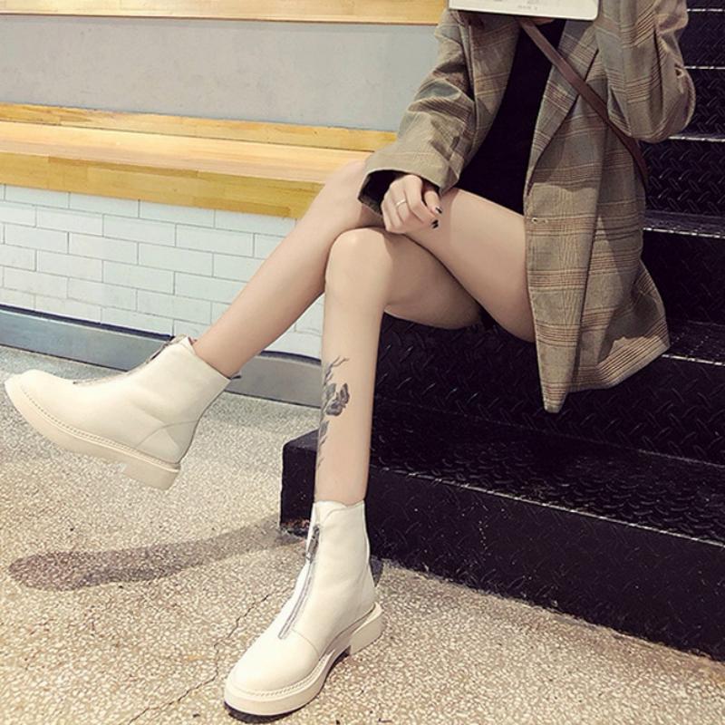 Women's Autumn/Winter Leather Boots With Zipper