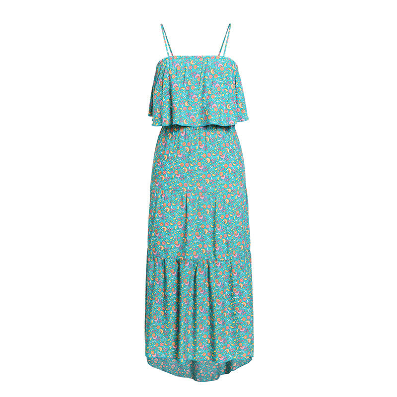 Women's Summer Casual Ruffled High-Waist Dress With Print