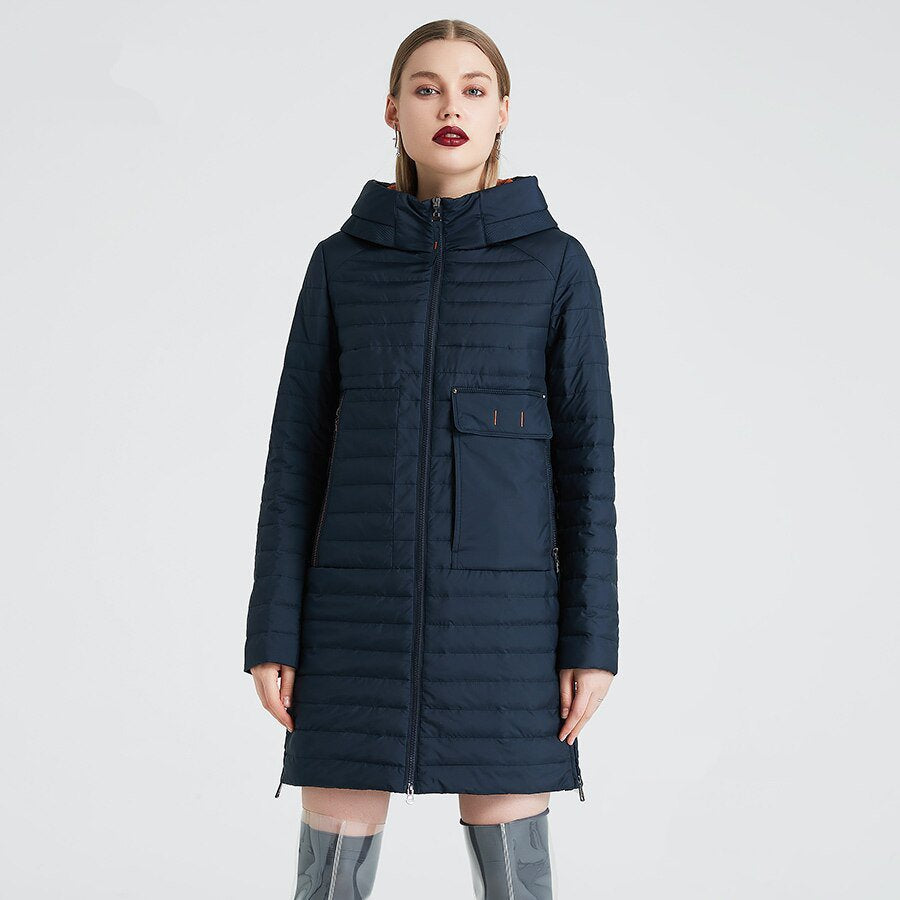 Women's Spring/Autumn Polyester Windproof Coat With Pockets
