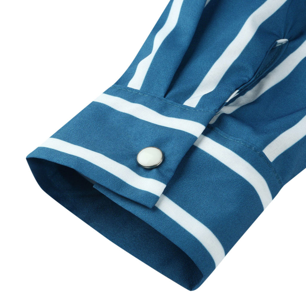 Men's Spring Long Sleeved Striped Shirt Plus Size