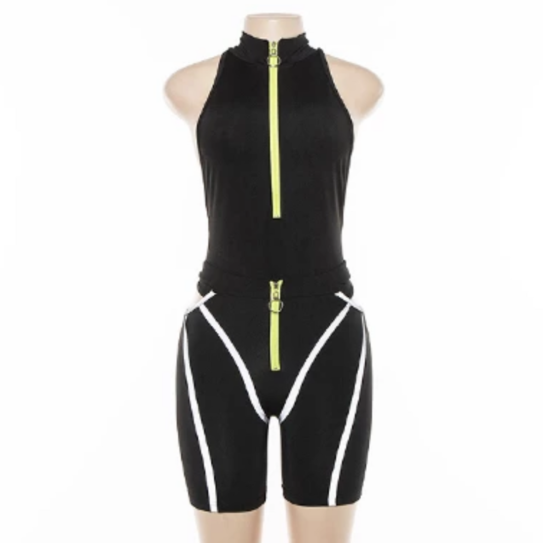 Women's Casual Reflective Striped Two-Piece Fitness Set | Top And Shorts