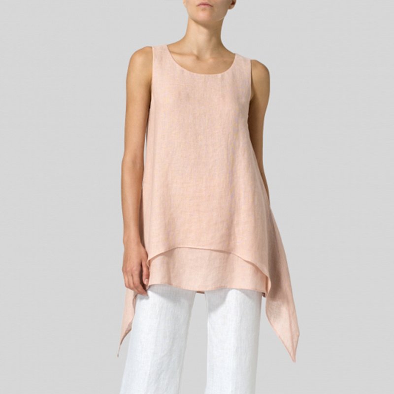 Women's Summer Casual Rayon Asymmetrical Loose Tunic-Blouse