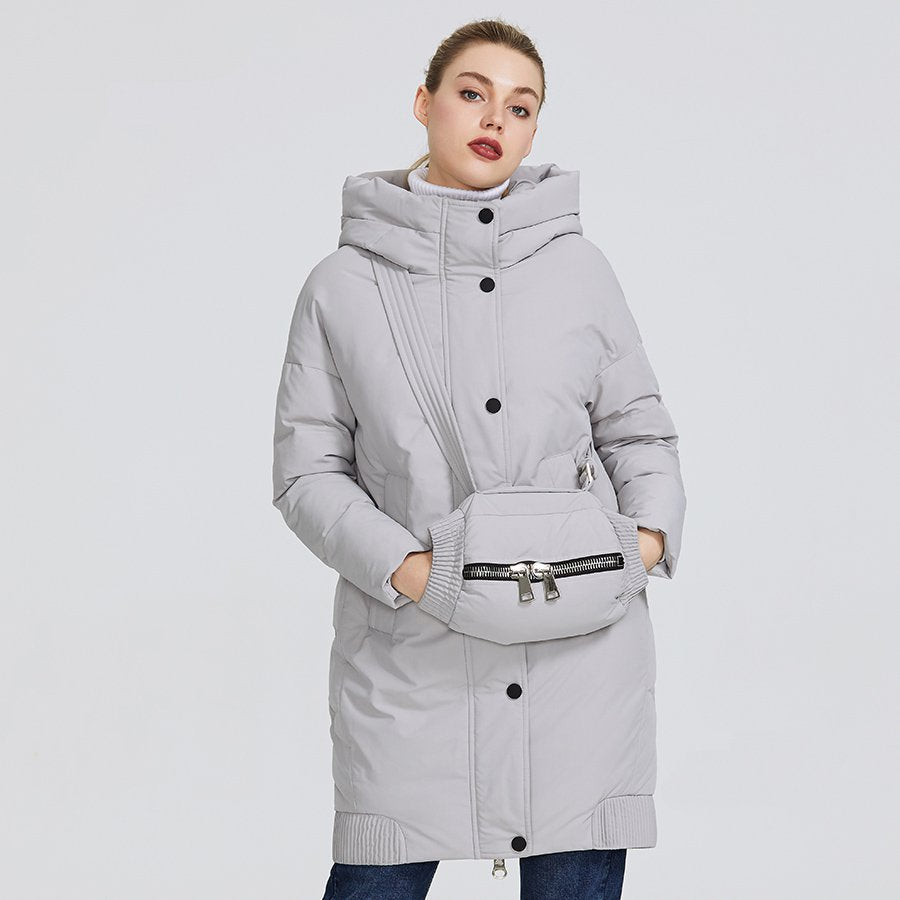 Women's Winter Windproof Polyester Hooded Parka