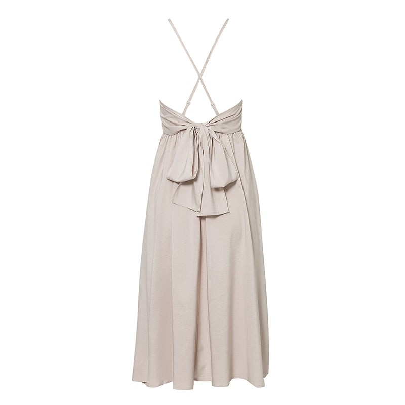 Women's Summer Casual V-Neck Backless Midi Dress