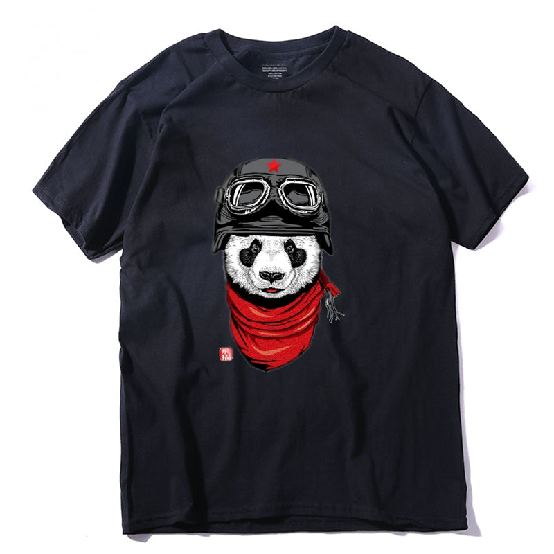Men's Summer Casual Cotton T-Shirt With Printed Panda