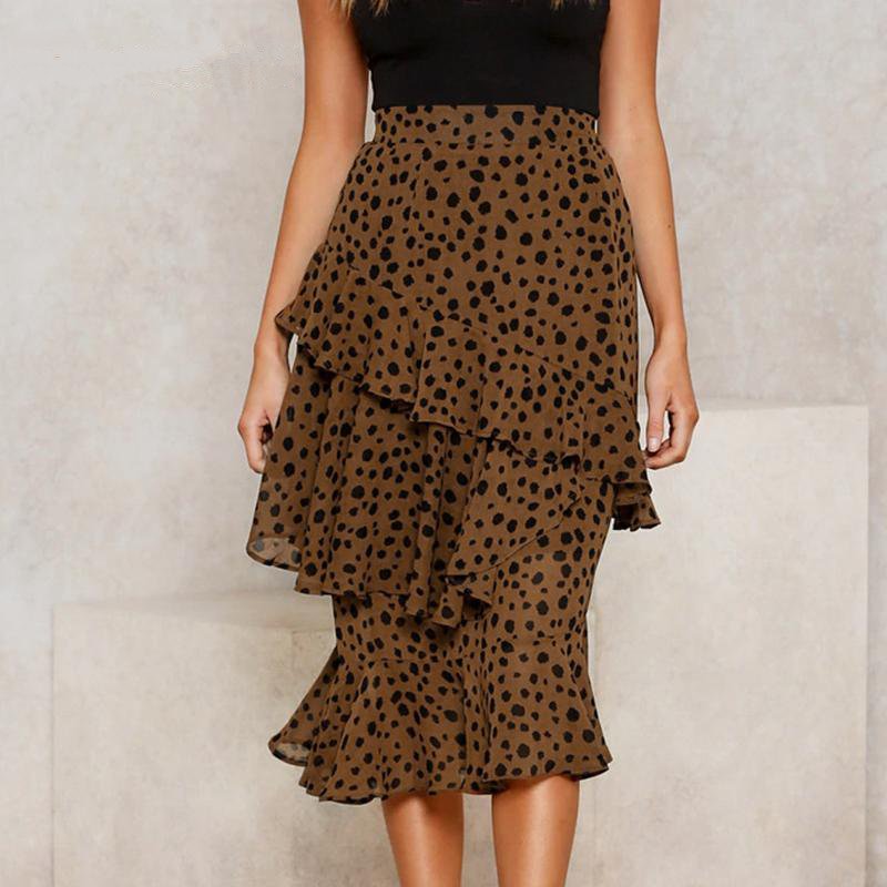 Women's Casual Asymmetrical High-Waist Ruffled Skirt