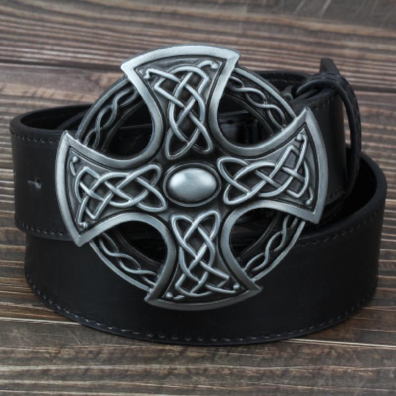 Men's Leather Belt With Round Buckle