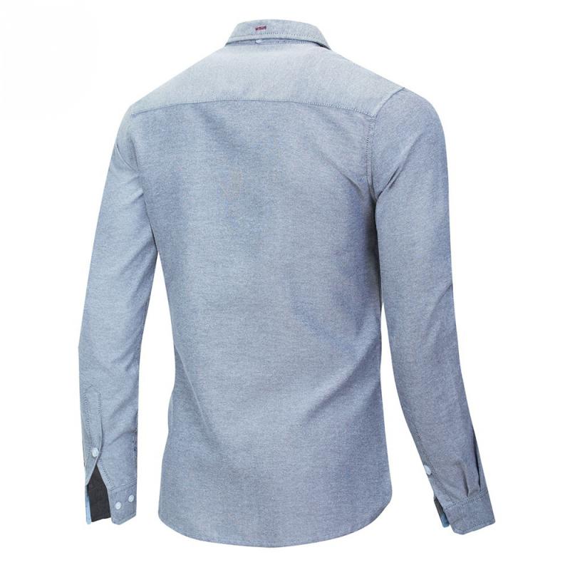 Men's Casual Long Sleeved Denim Shirt With Embroidery