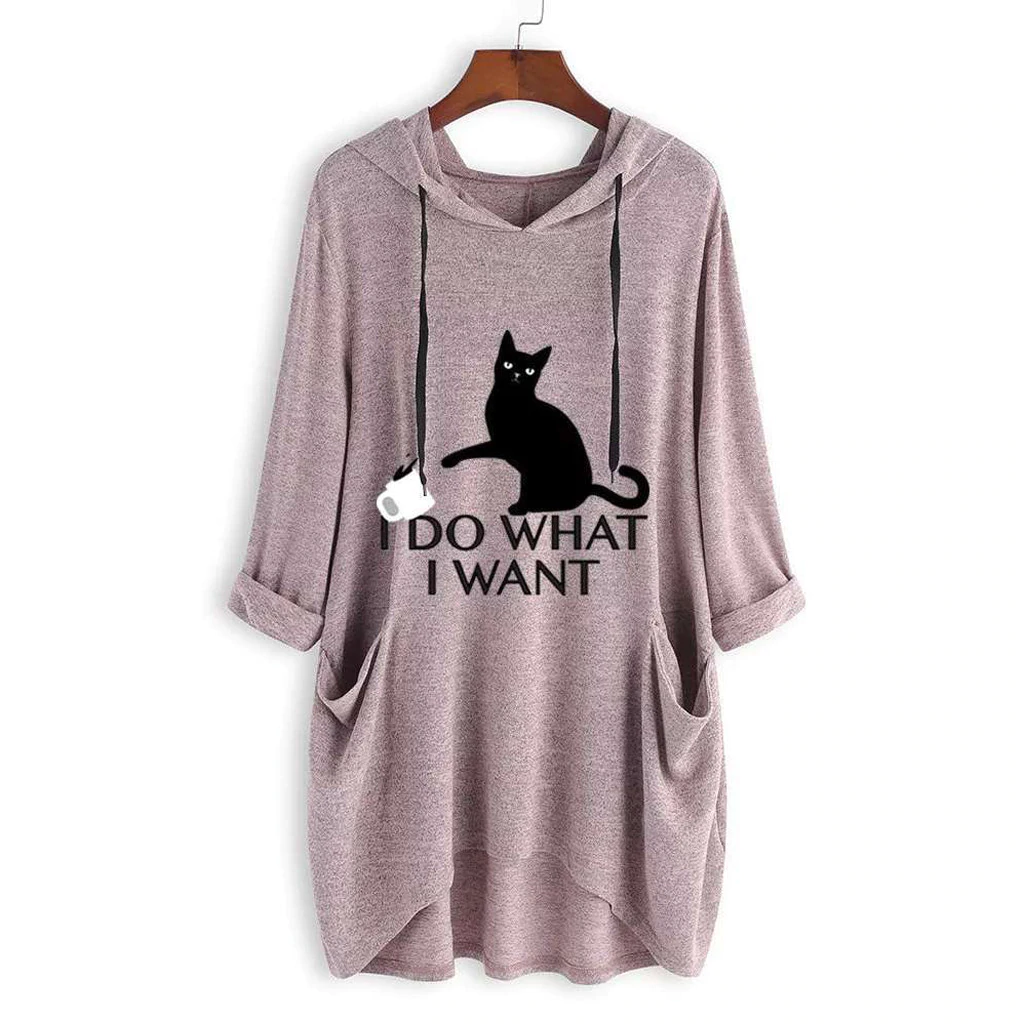 Women's Casual Long-Sleeved Hooded T-Shirt With Print