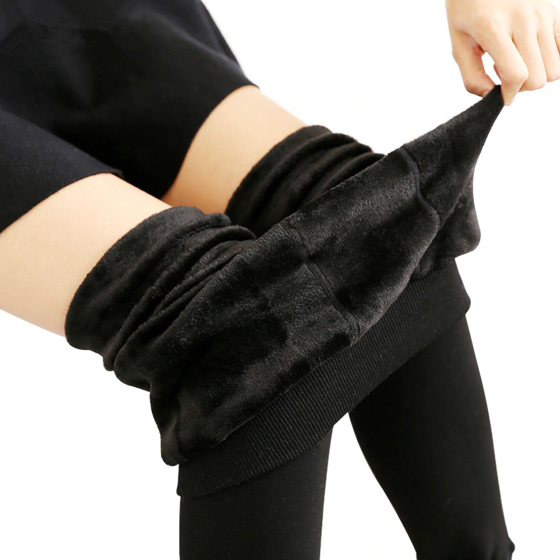 Women's Winter Casual Polyester High-Waist Warm Leggings