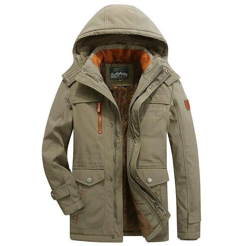 Men's Winter Casual Warm Polyester Hooded Parka