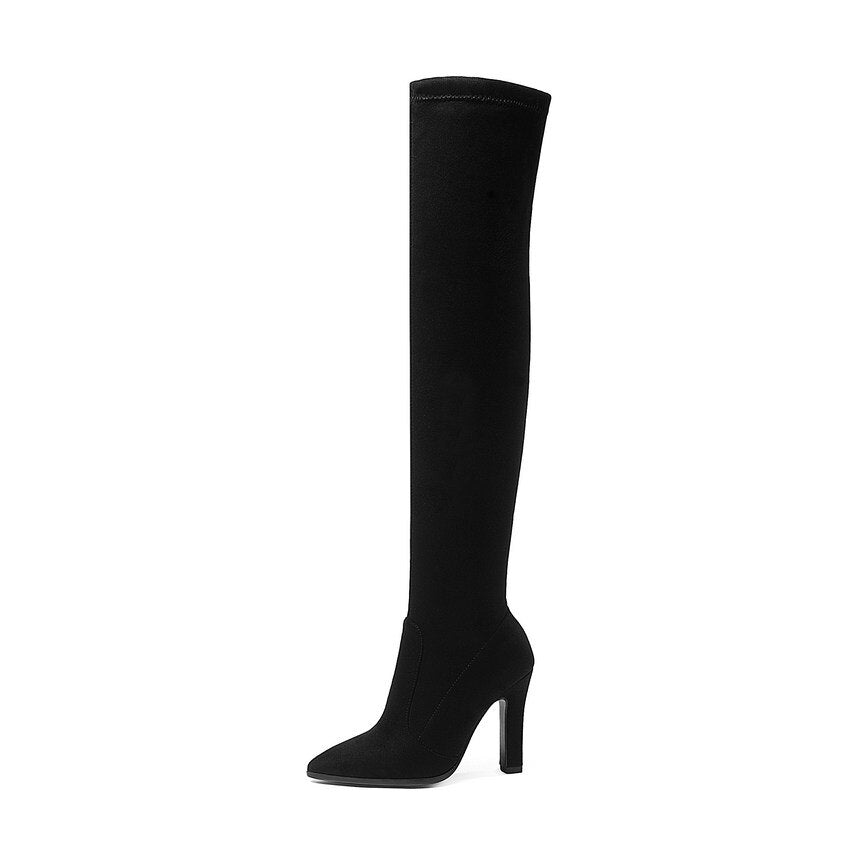 Women's Winter Slip-On High Boots With High Heels