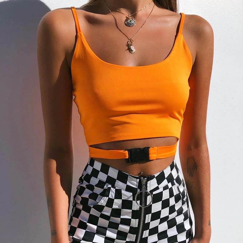 Women's Summer Casual Polyester Crop Top With Strap