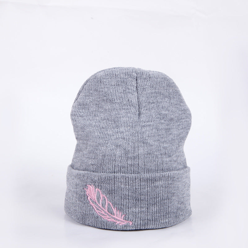 Women's Winter/Autumn Cotton Hat With Embroidered Leaf