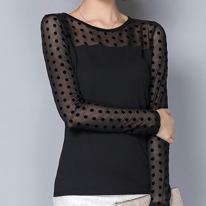 Women's Summer Casual Lace O-Neck Long-Sleeved Blouse