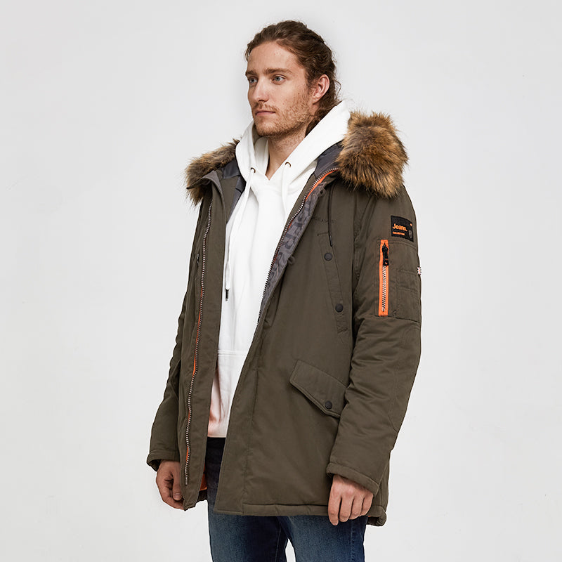 Men's Winter Casual Padded Thick Parka With Raccoon Fur