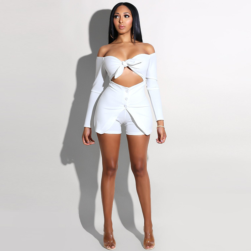 Women's Summer Casual Skinny High-Waist Romper With Buttons