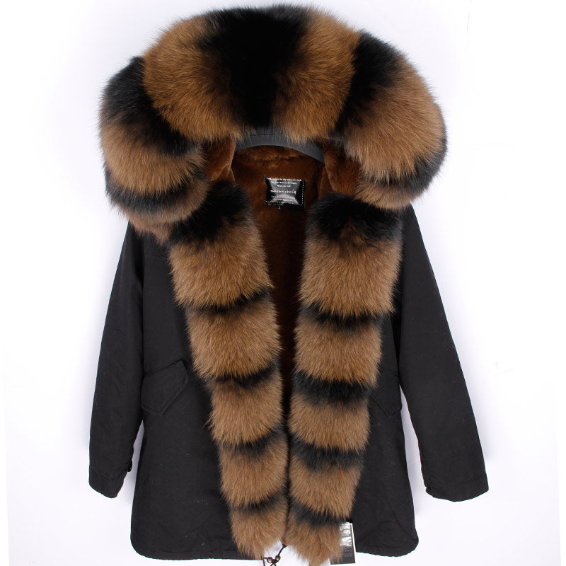 Women's Winter Casual Long Hooded Parka With Raccoon Fur