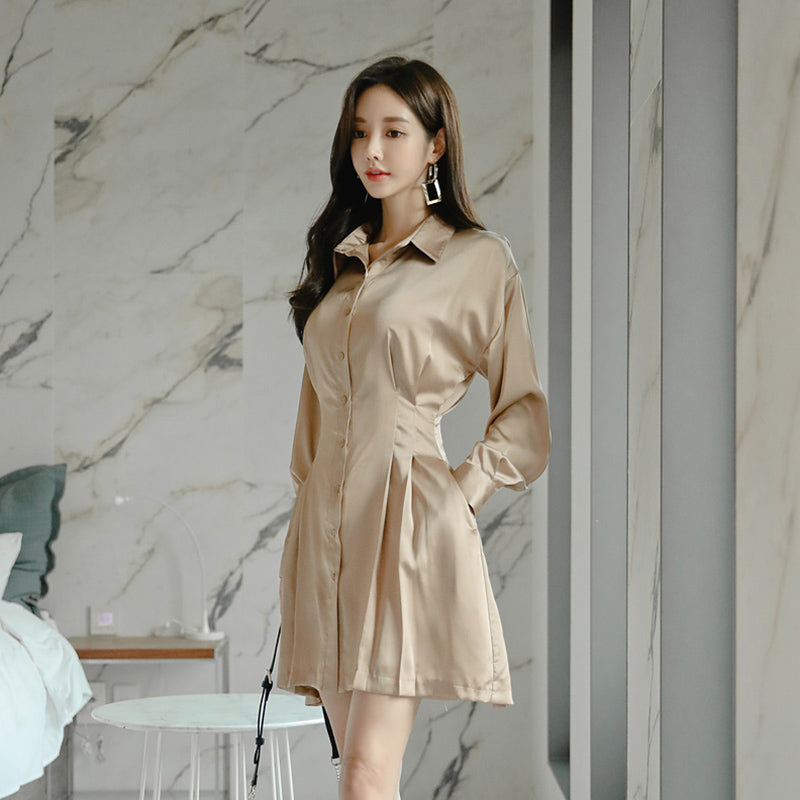 Women's Spring Casual Polyester A-Line Mini Dress