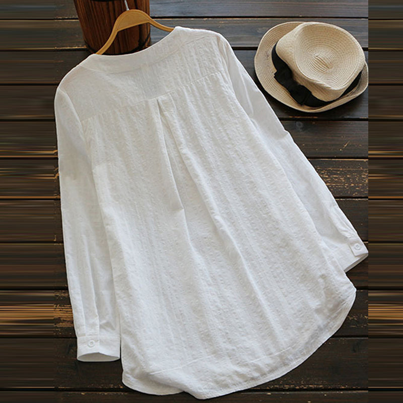 Women's Summer Casual V-Neck Loose Blouse With Lace