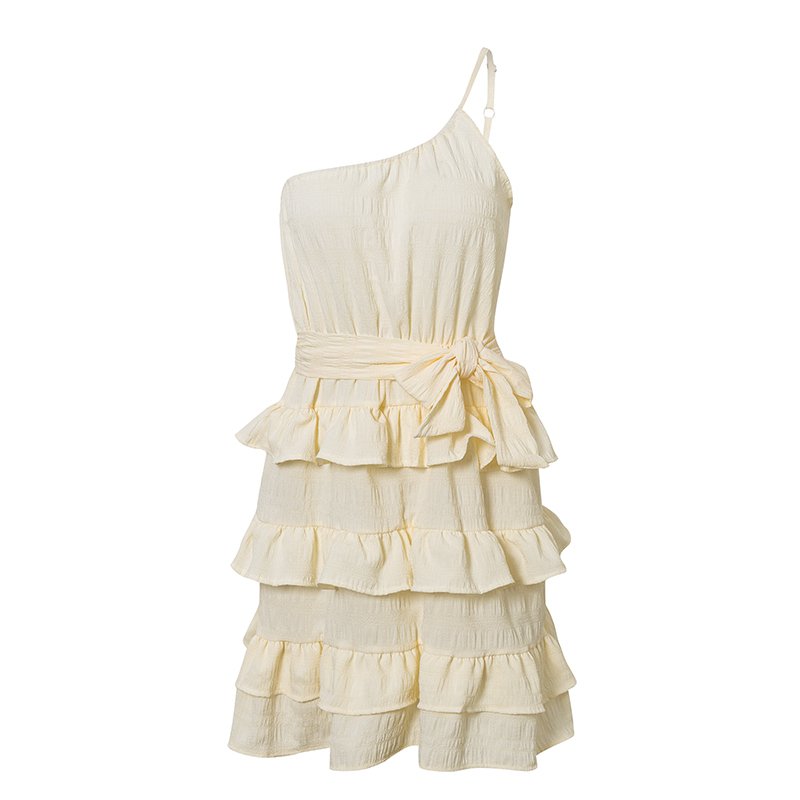 Women's Summer One-Shoulder Short High-Waist Ruffled Dress