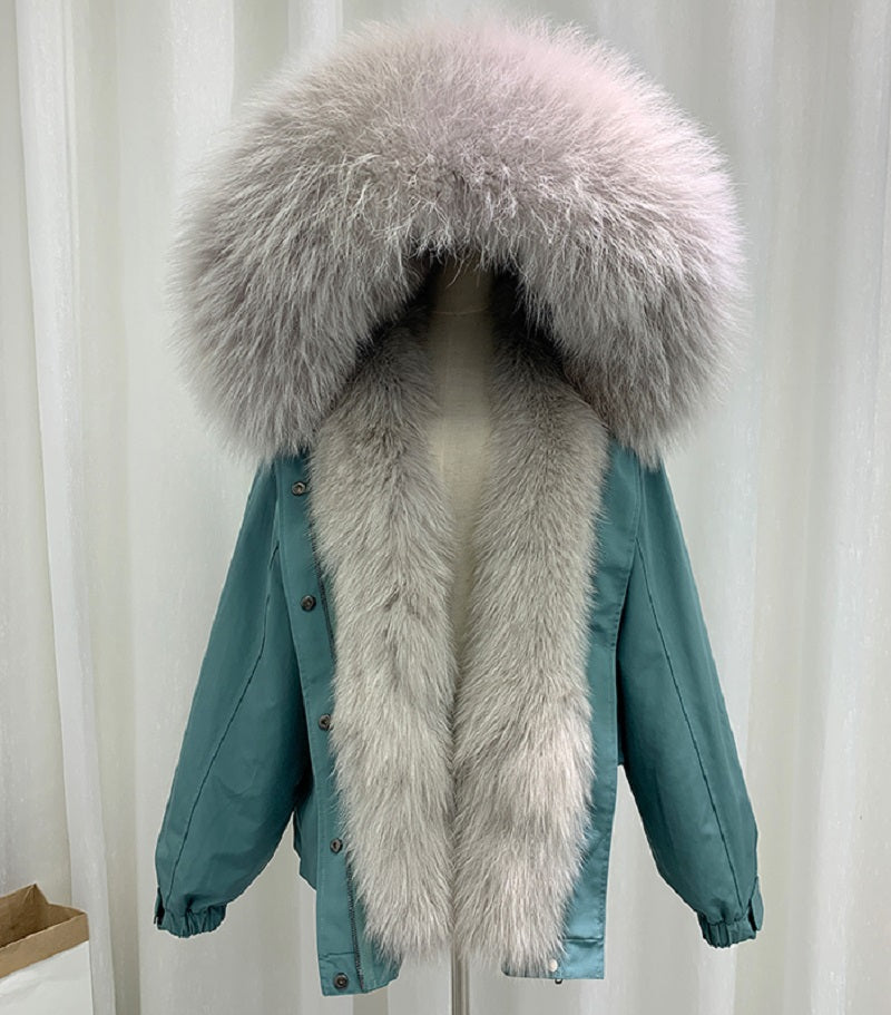 Women's Winter Casual Hooded Thick Long Parka With Raccoon Fur