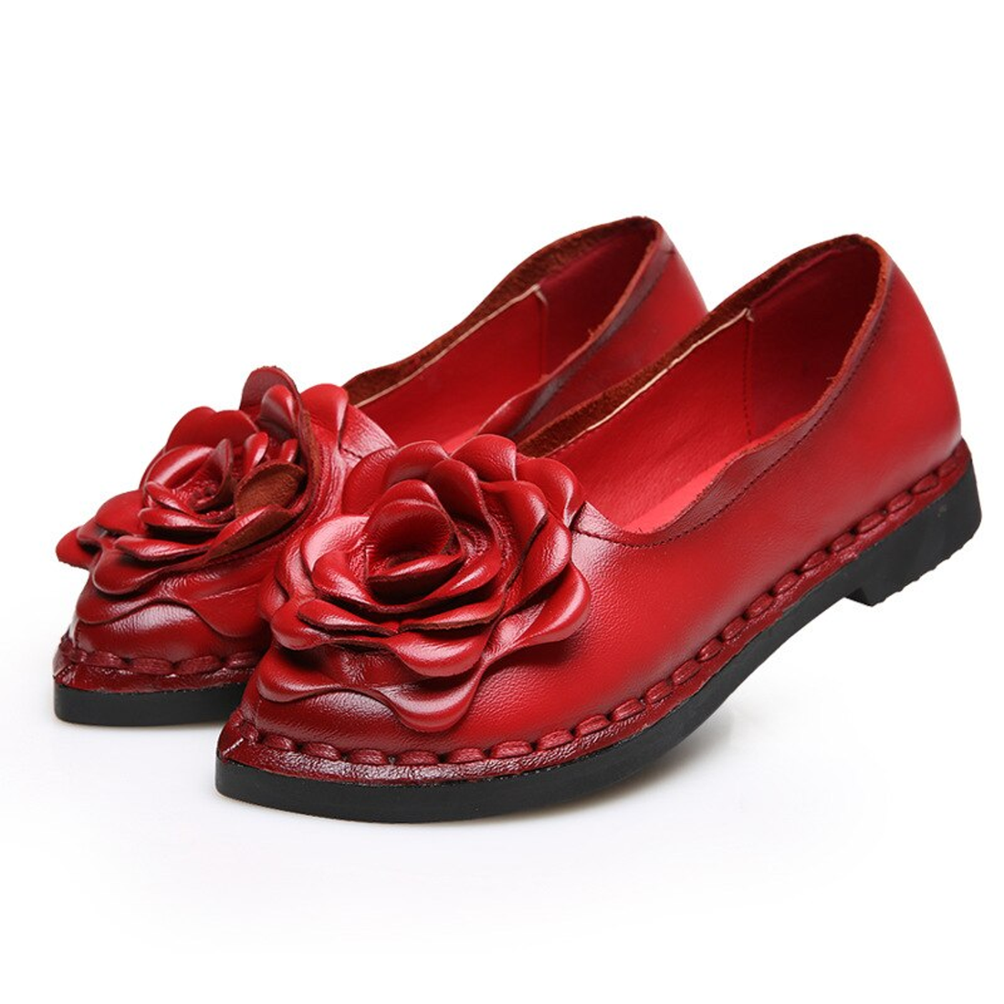 Women's Autumn Genuine Leather Pointed Toe Flats