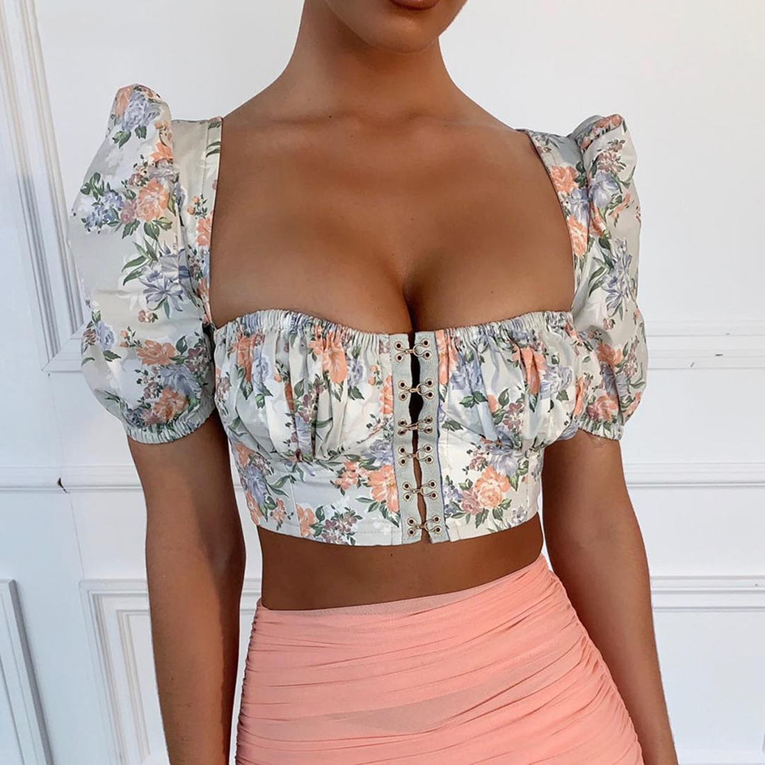 Women's Summer Casual Square Neck Crop Top
