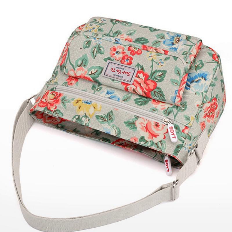 Women's Nylon Waterproof Shoulder Bag With Flower Print