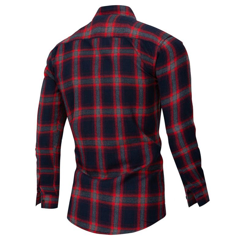 Men's Autumn Casual Cotton Plaid Long Sleeved Shirt