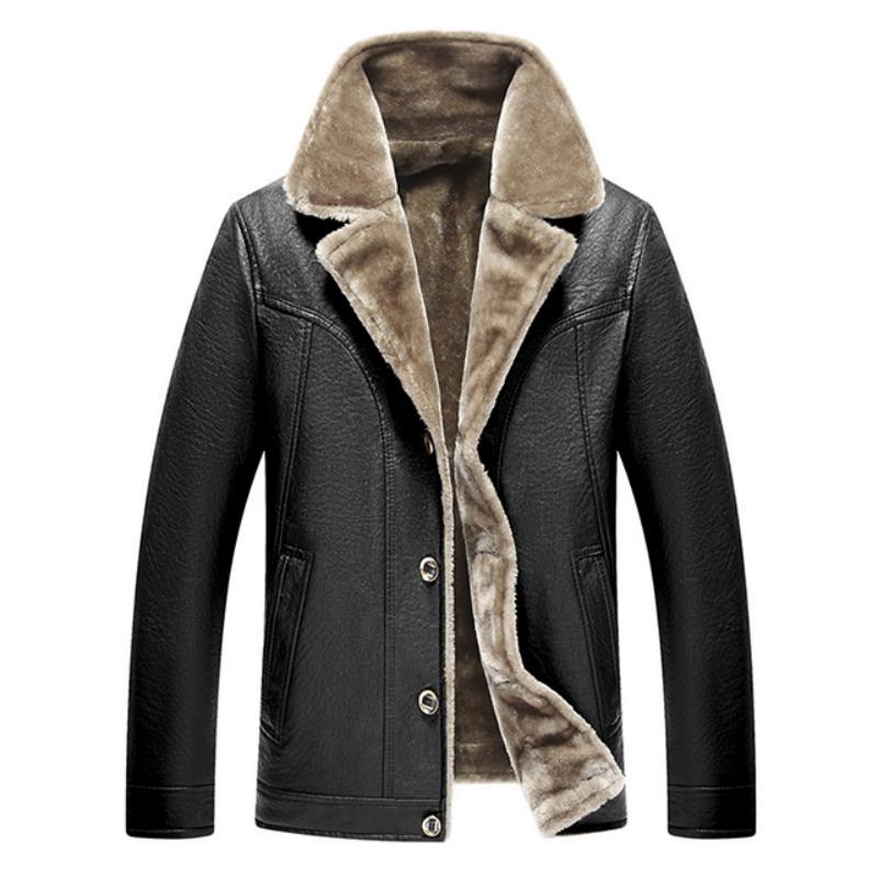 Men's Winter Leather Long Jacket | Plus Size