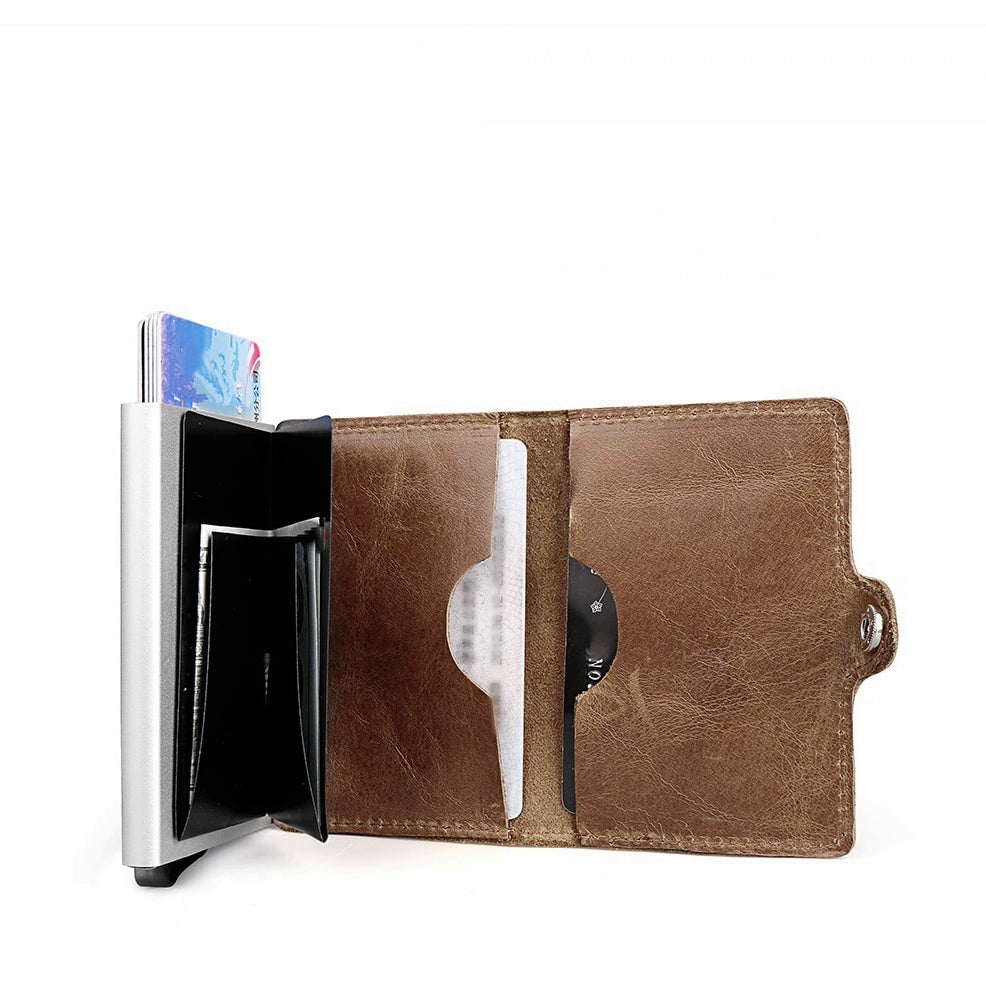 Men's Genuine Leather Wallet With Automatic Clasp