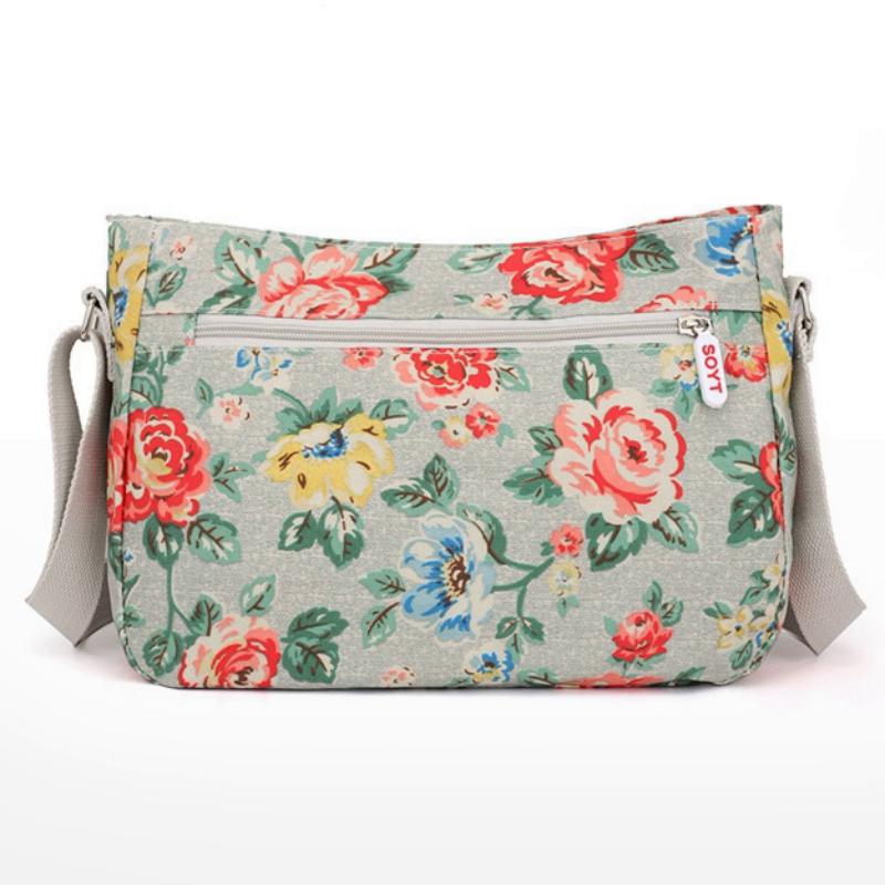 Women's Nylon Waterproof Shoulder Bag With Flower Print