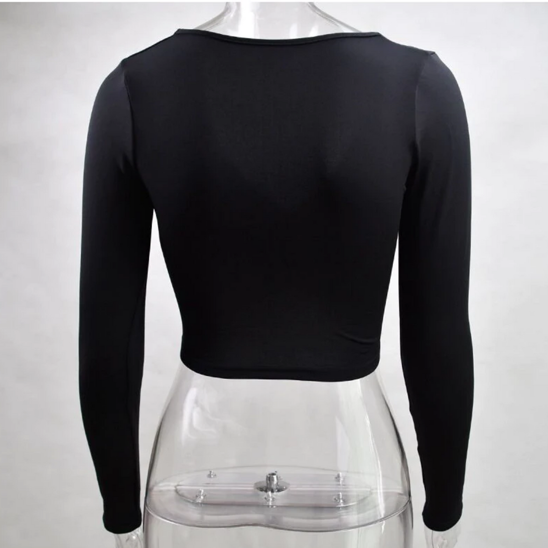 Women's Casual Long-Sleeved Slim V-Neck Crop Top