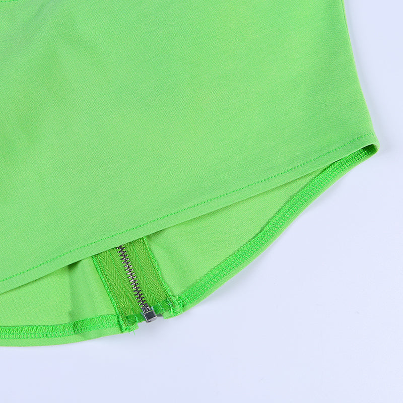 Women's Summer Casual Short Sleeve Zipper Crop Top