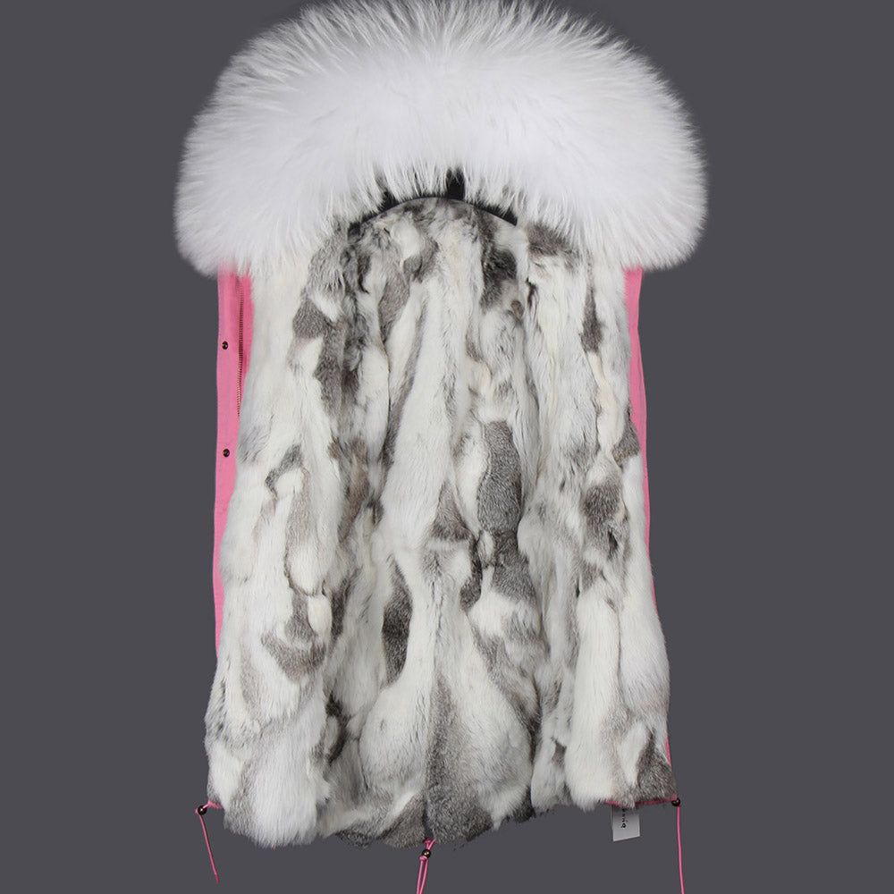 Women's Winter Casual Slim Long Warm Parka With Raccoon Fur