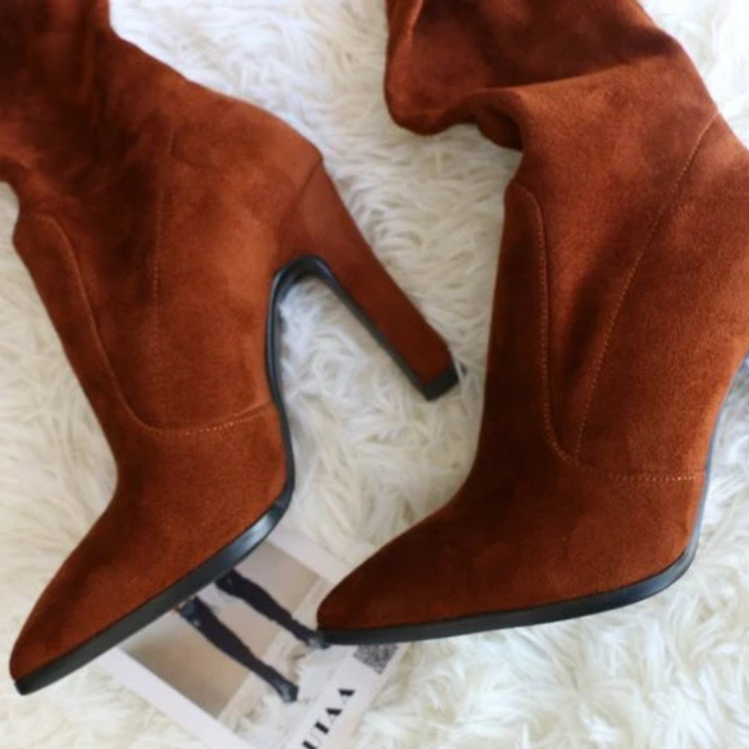Women's Winter Slip-On High Boots With High Heels