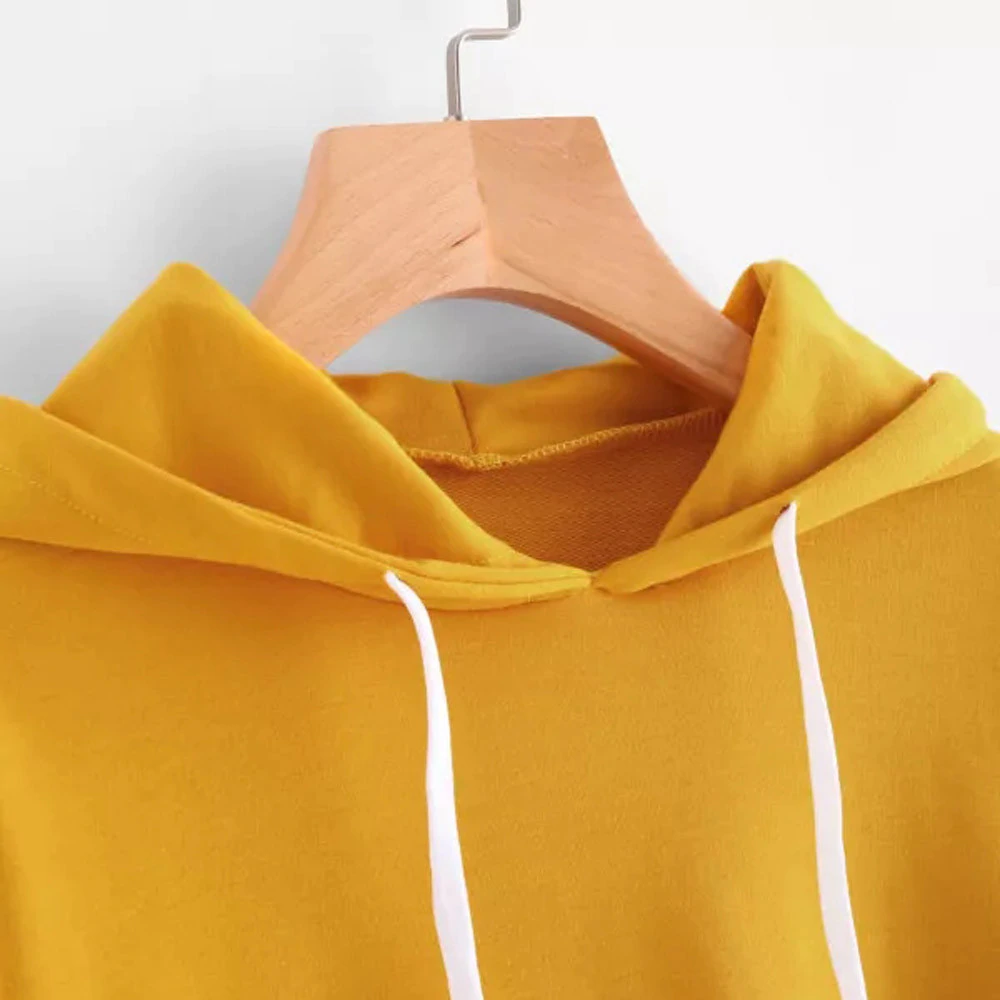 Women's Casual Polyester Long-Sleeved Hooded Sweatshirt