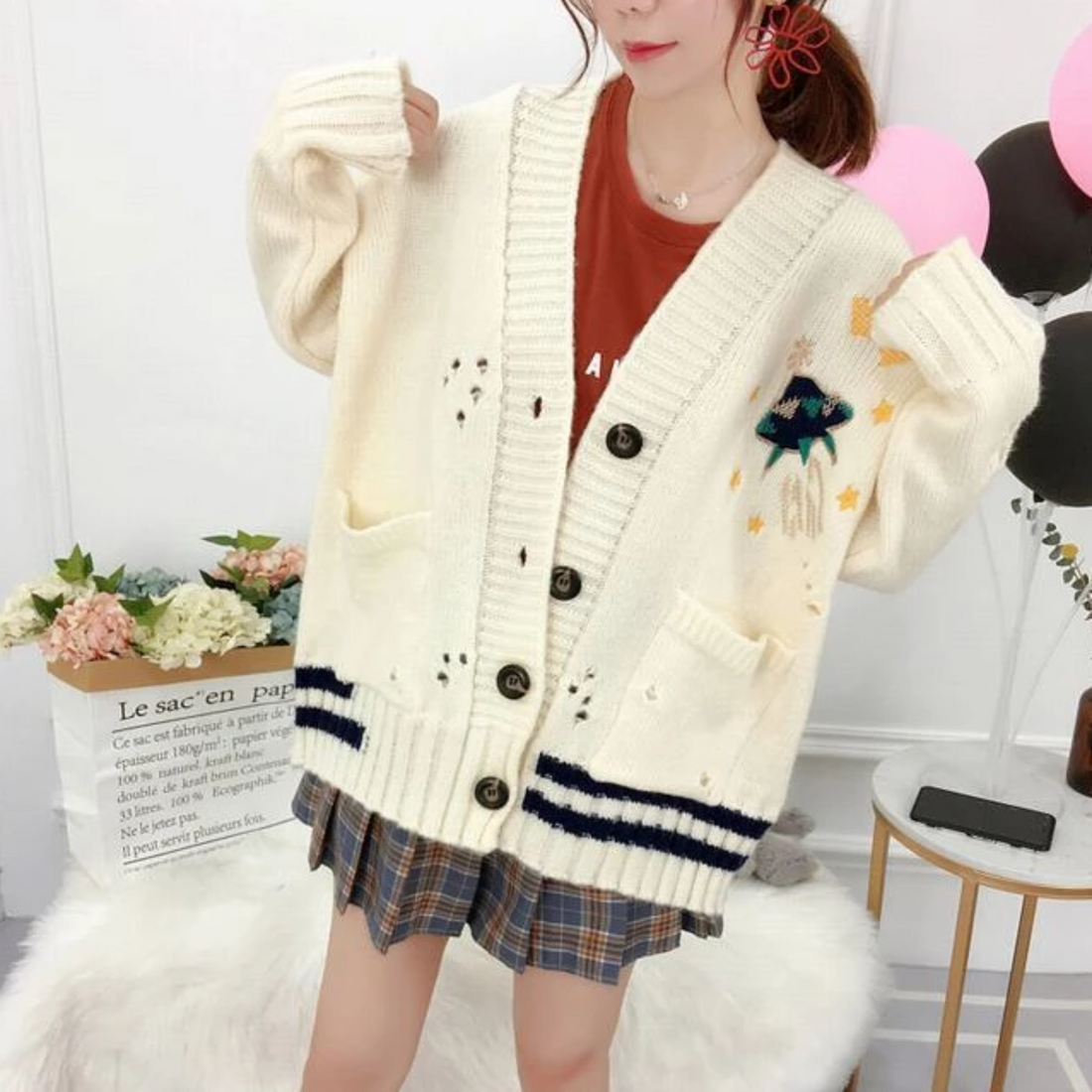 Women's Autumn/Winter Casual Knitted V-Neck Cardigan