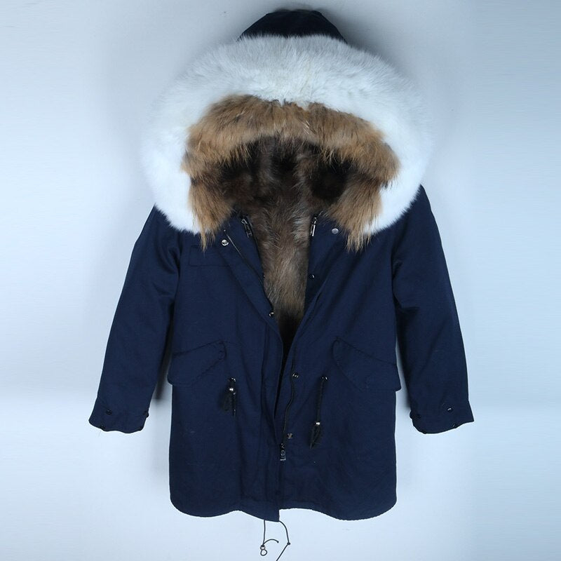 Women's Winter Casual Warm Hooded Long Parka With Fox Fur