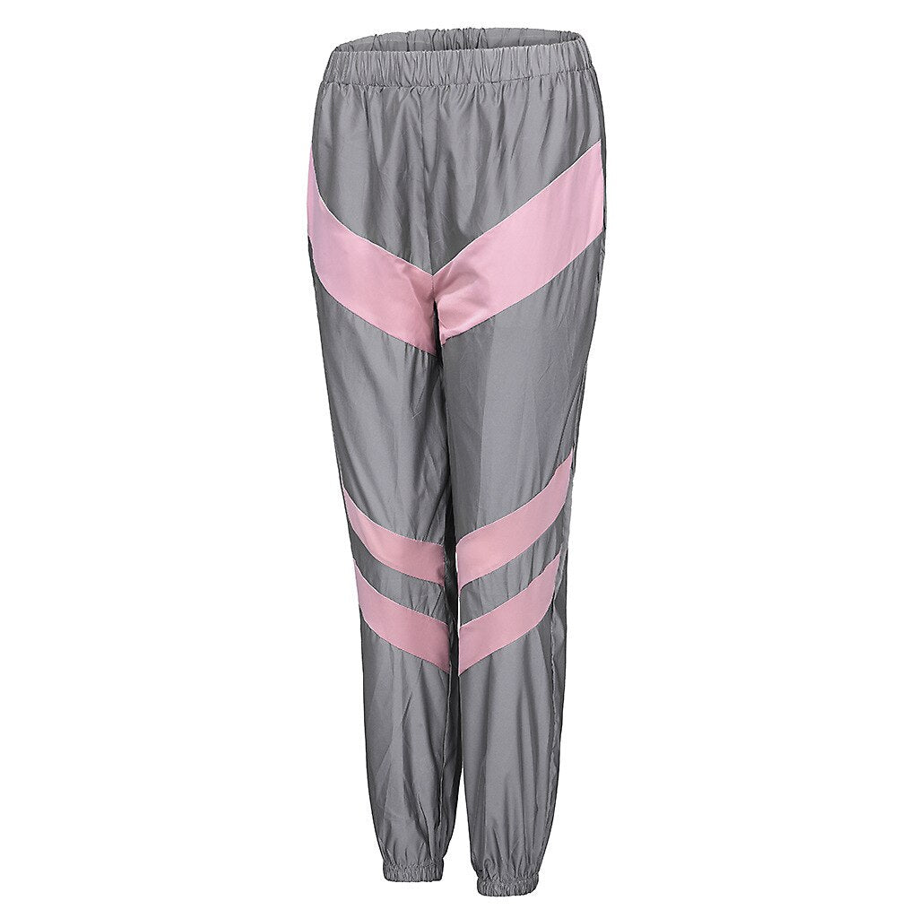 Women's Spandex Reflective Joggers With Elastic Waist
