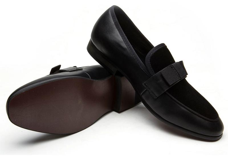 Men's Suede Loafers With Bow Tie