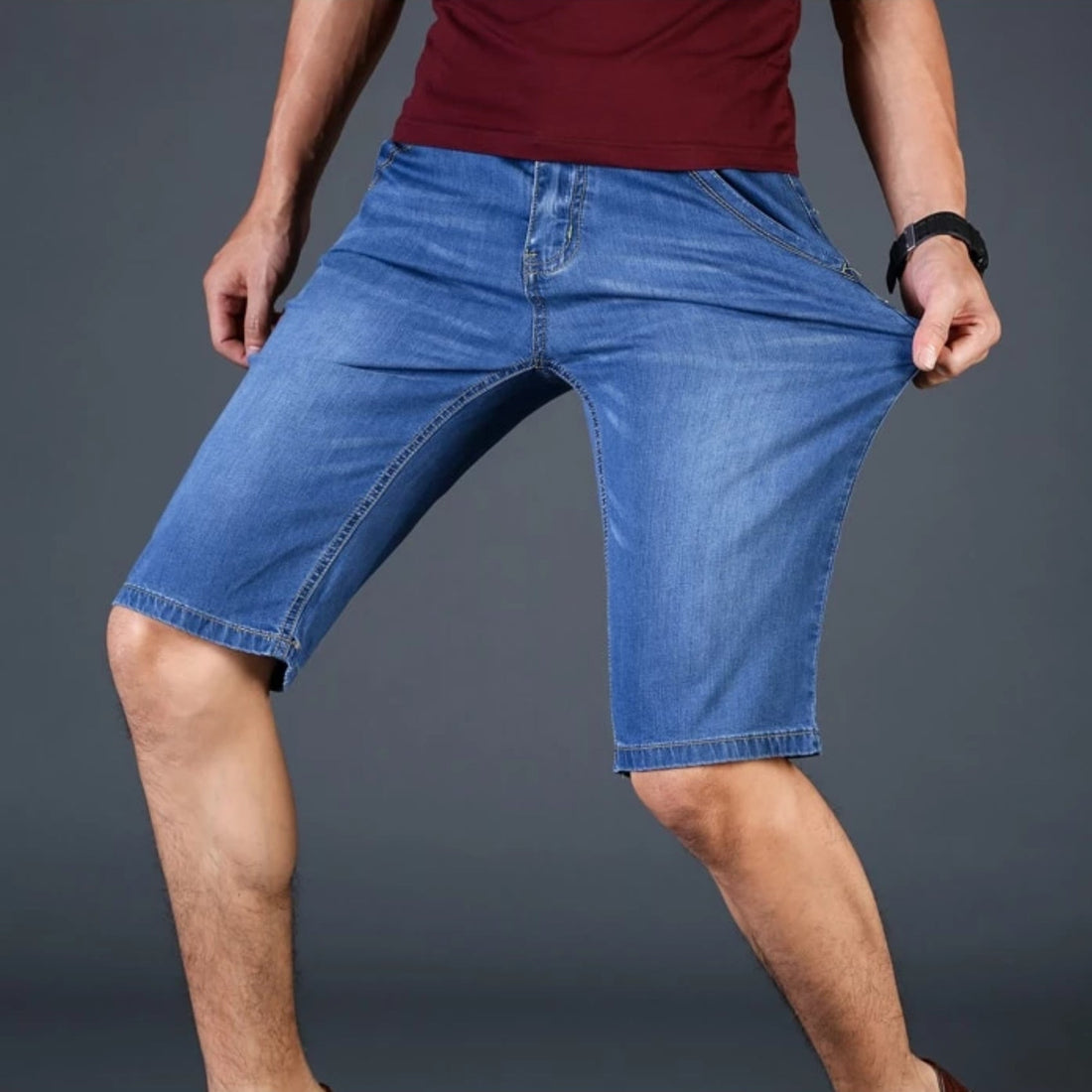 Men's Summer Casual Denim Stretchy Shorts