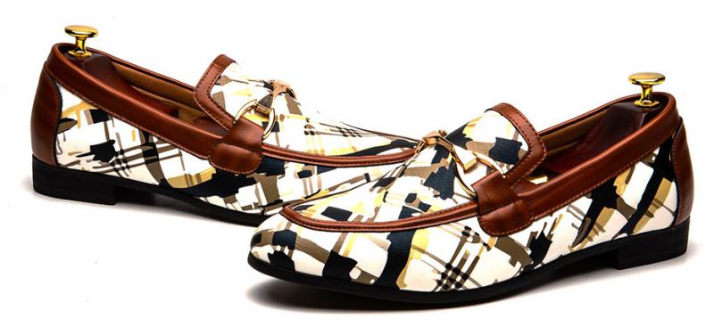 Men's Casual Leather Loafers With Print