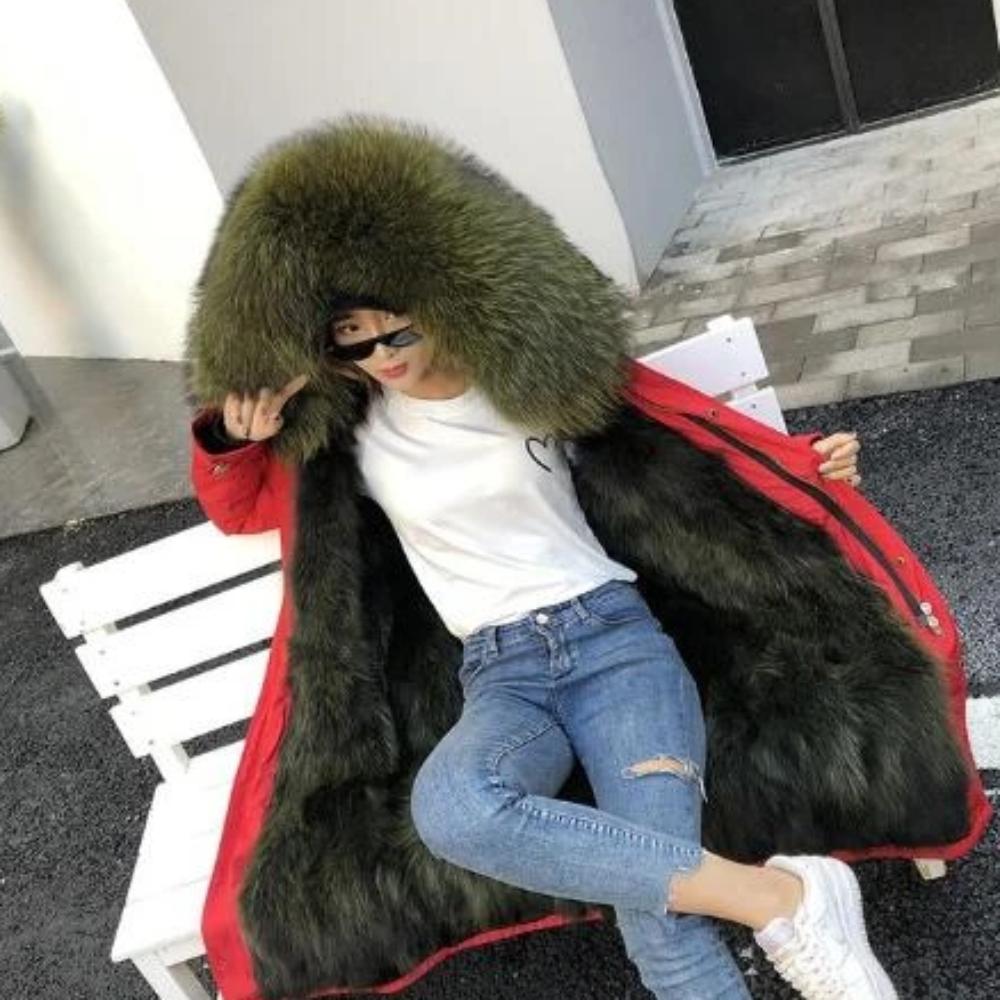 Women's Winter Casual Hooded Long Thick Parka With Fox Fur