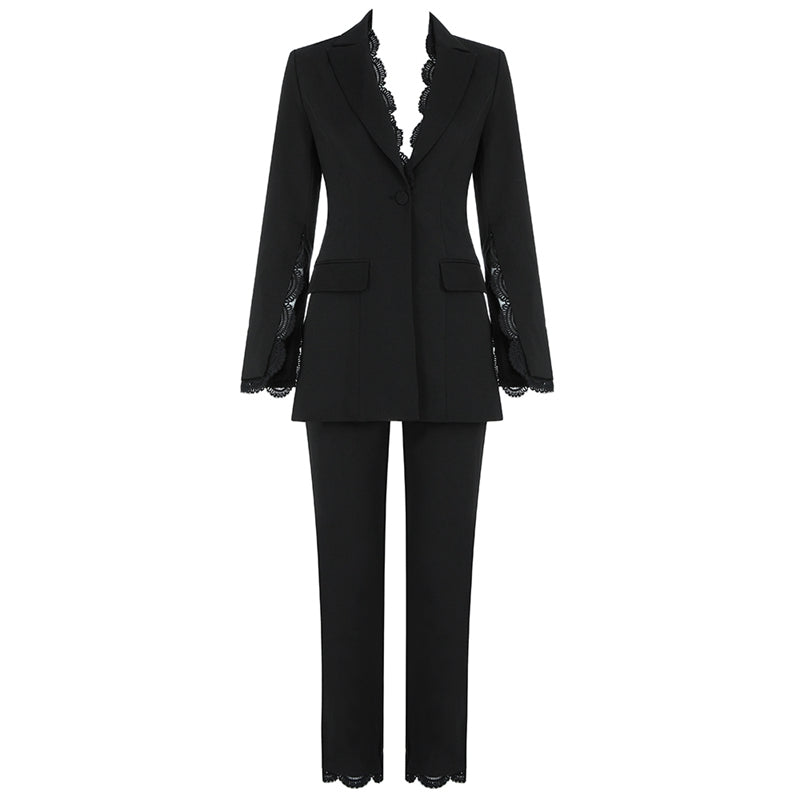 Women's Summer V-Neck Polyester Two-Piece Suit
