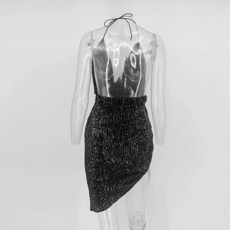 Women's Summer Sequin A-Line Sheath V-Neck Dress